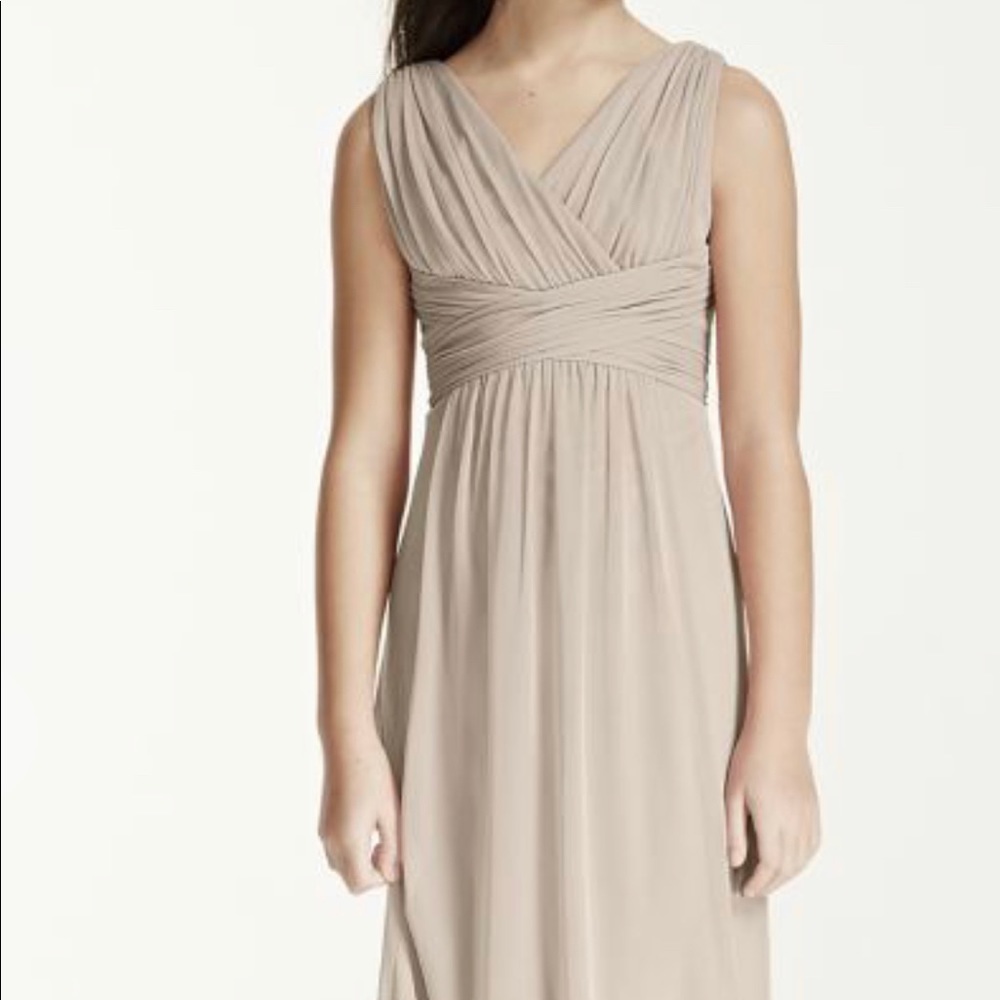 David’s Bridal long Junior Bride dress 18, Steel Blue - Picture 3 of 5